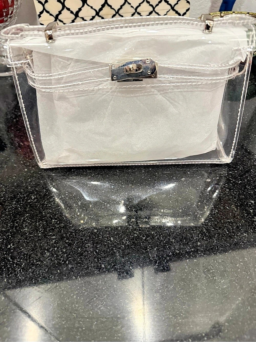 Stadium bag. Never used. 8x6 Clear & has crossbody strap